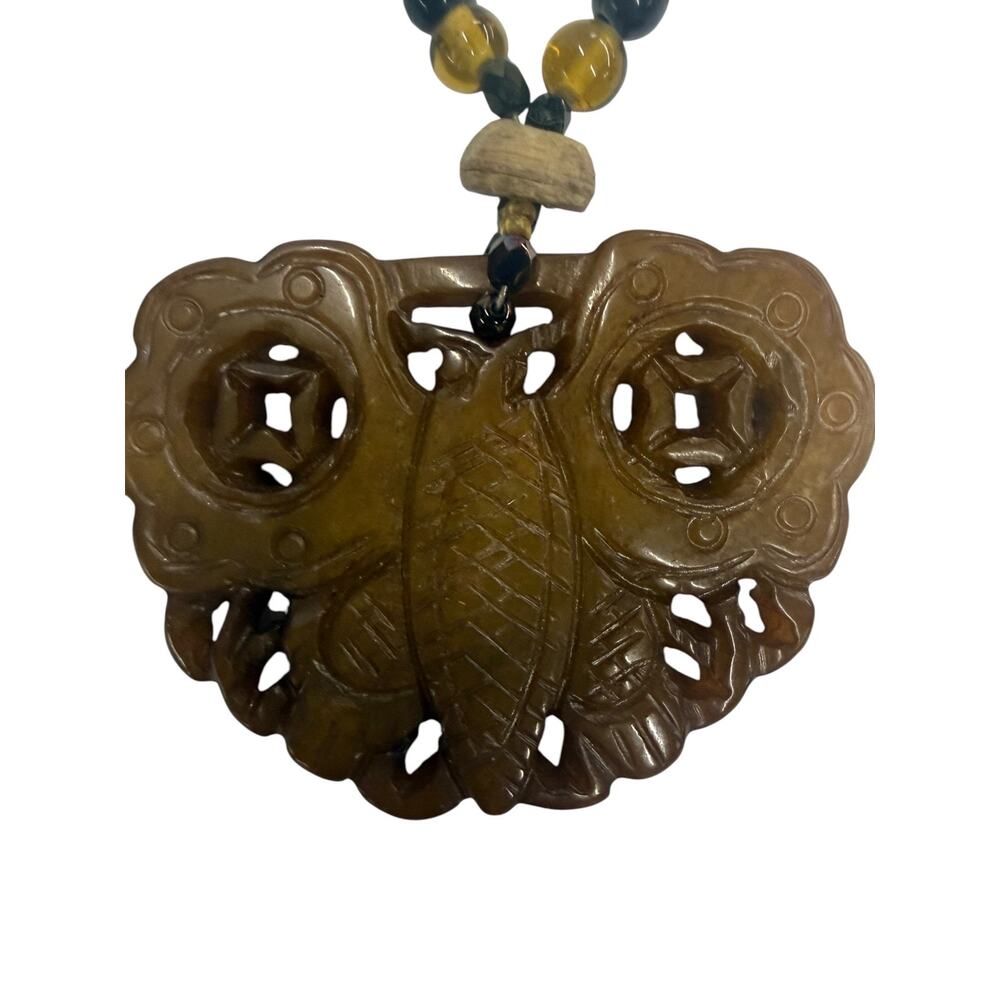 NWOT Tiffany Lee Designs Jade Butterfly Necklace OOAK Boho Artisan - Picture 4 of 5